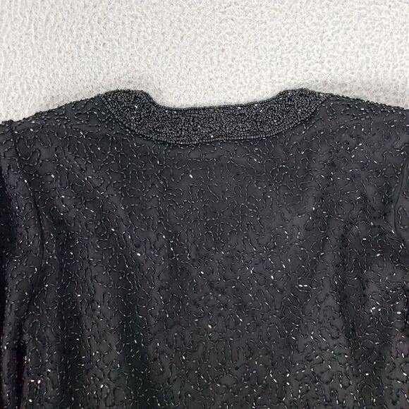 VINTAGE Laurence Kazar Jacket Womens‎ Small Evening Jacket Sequences Beaded Silk - Picture 11 of 13